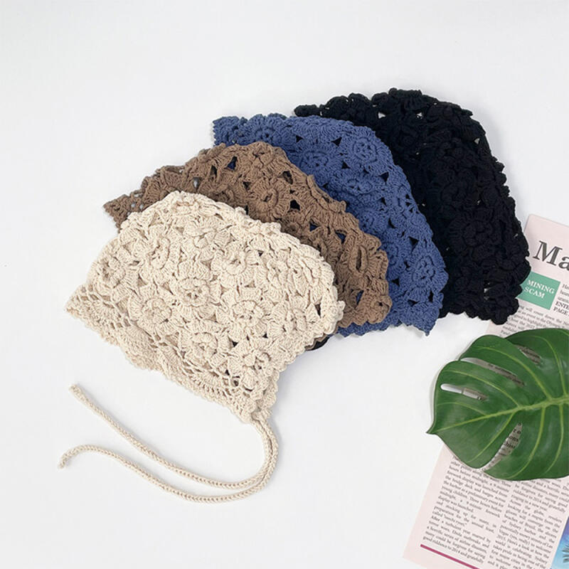 Женская ручная работа Цветочная лента Шляпа C7018_Black