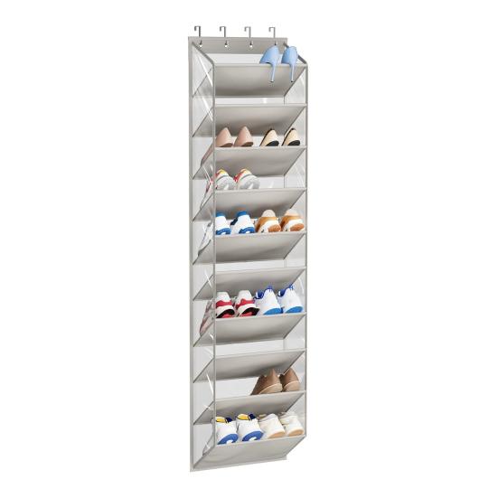 10 Tier Clear Over the Door Shoe Organizer 10 Large Deep Pockets Fit 20