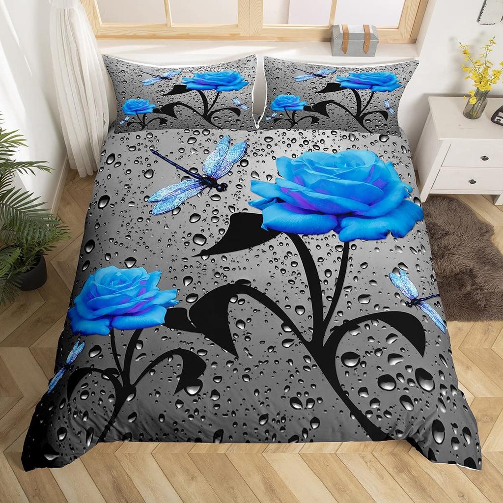 Comforter Dragonfly Flowers Bedding Set Rustic Aesthetic Animal Dragonflies Farmhouse Comforter Gifts For Women Girls