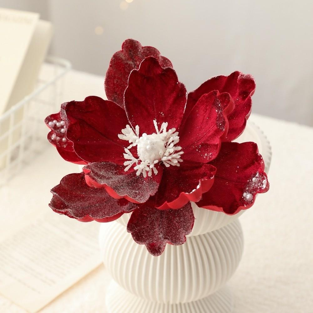 New 15CM Artificial Poinsettia Flower Glitter Sequins Christmas Glitter Flower Sparkling Sequins Flower Home Decoration