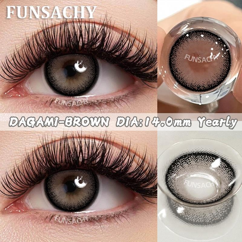 FUNSACHY 1 Pair Korean Lenses Colored Contact Lenses for Eyes Natural Round Black Brown Lens Beautiful Pupil Color Eye Contacts