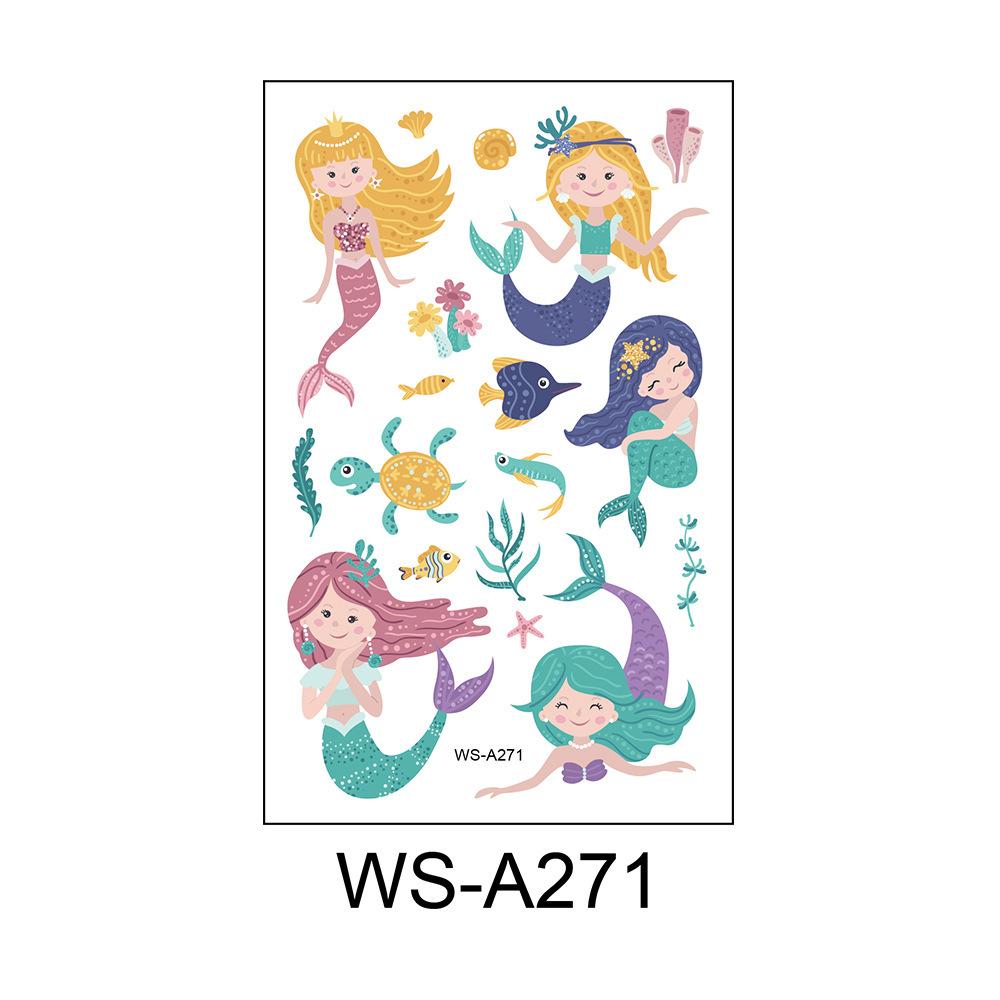Children's Cartoon Mermaid Tattoo Sticker Pink Princess Waterproof Cute Fun Disposable Bonus Sticker