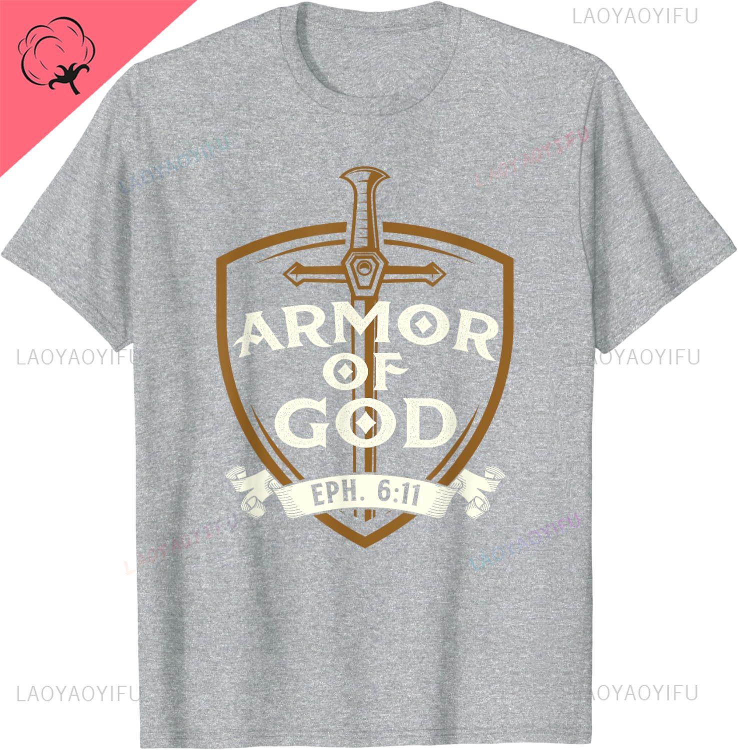 

Armor of God Jesus Christ Believer Bible Christian Faith T-Shirt Vintage Classic Fashion Streetwear Men Clothing 100% Cotton 3XL