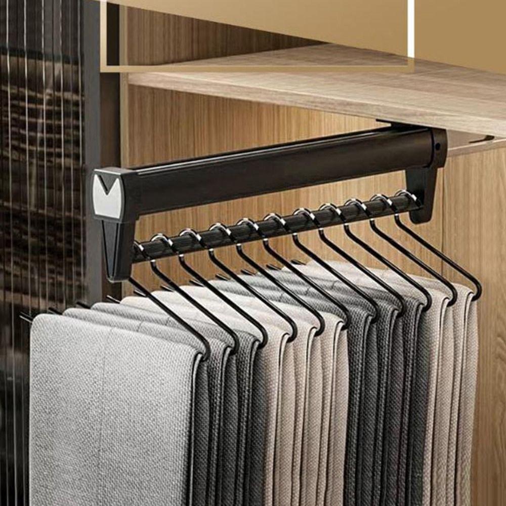 Heavy Duty Pull-out Pants Rack Hanging Trouser Storage Rack Durable Clothes Storage Rod  Daily Use