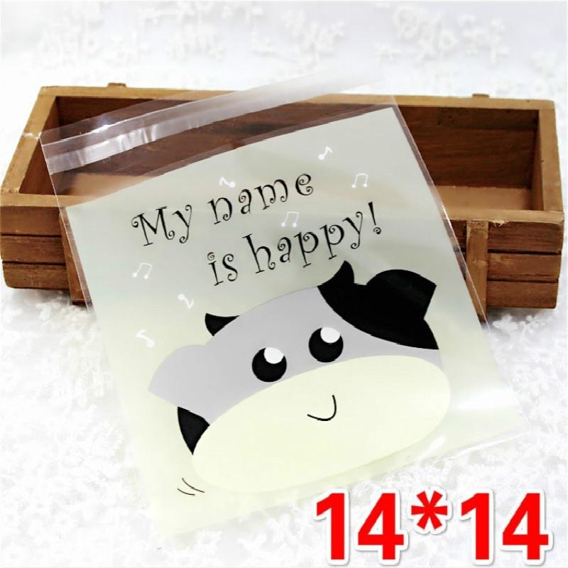 50 Pcs Baking Package Cookie Bag Cartoon Self-sealing Bag Handmade Soap Candy Snack Bag