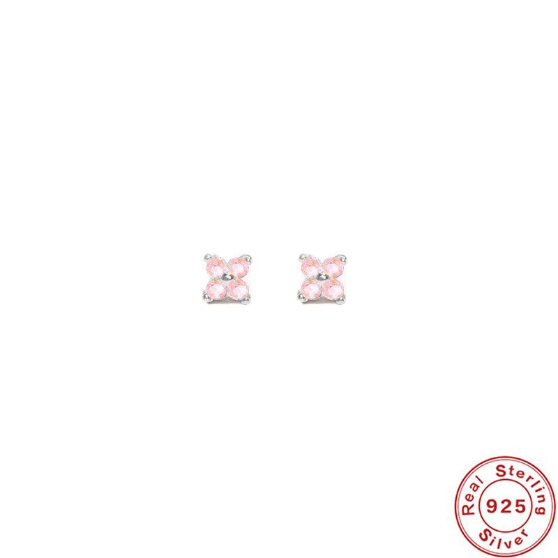 S925 Sterlingsilber Blütenblatt Kristall Blume Ohrstecker Mehrgröße Stilvoll und schlicht Mini Ohrstecker mit Diamanten