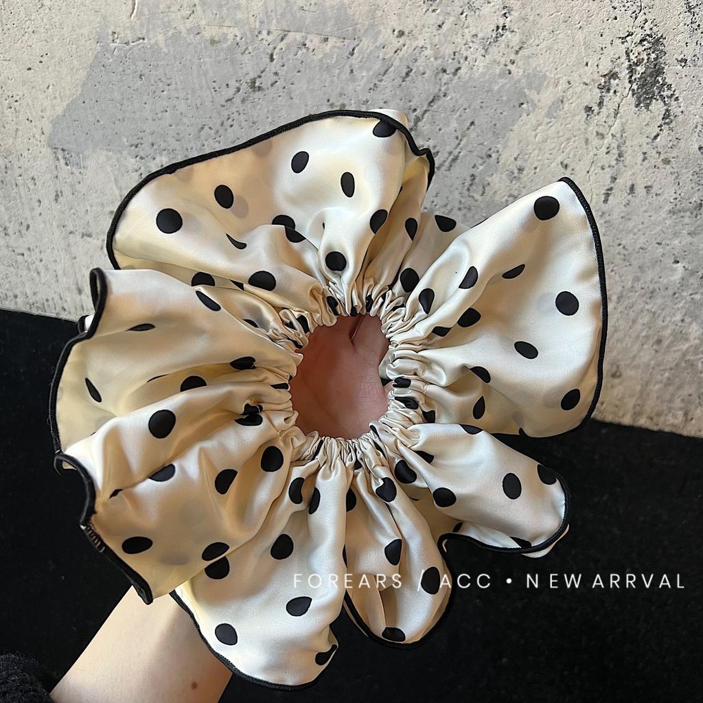 Elegant Large Polka Dot Scrunchies, Classic Fabric Elastic Hair Ties, Temperament Versatile Floral Hair Accessories For Women New Arrival