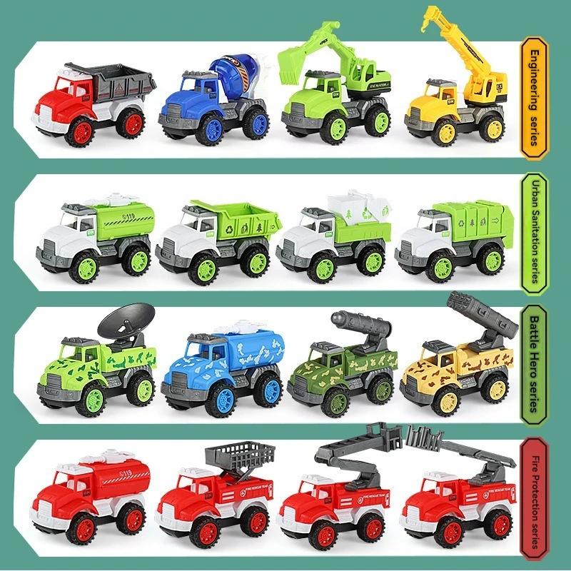 4Pcs Pull Back City Cars and Trucks Toy Vehicles Set Friction Powered Cars Toys for Toddlers Boys Girls’ Educational Play