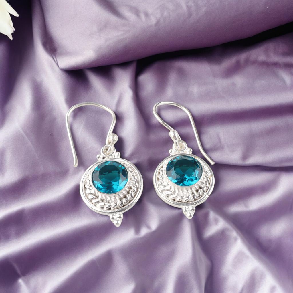 Apatite Gemstone 925 Sterling Silver Jewelry Handmade Earrings 3.0" Gift For Her EE-117-1