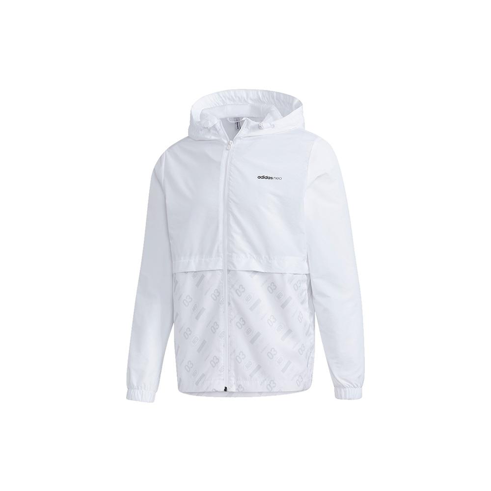 adidas neo M Brlv Wb 2 logo Printing Splicing Windproof hooded track Jacket White Men s GK1512 XL