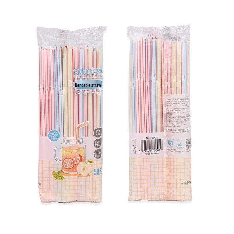 ZISIZ Disposable Transparent Bendable Plastic Straws