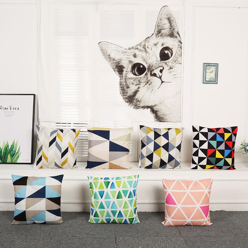 New European Style Simple Pillowcase Creative Geometric Cotton Cushion Cover