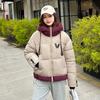 Hooded patchwork cotton jacket 2025 winter new down cotton loose plus-size women's coat cotton coat women's coat