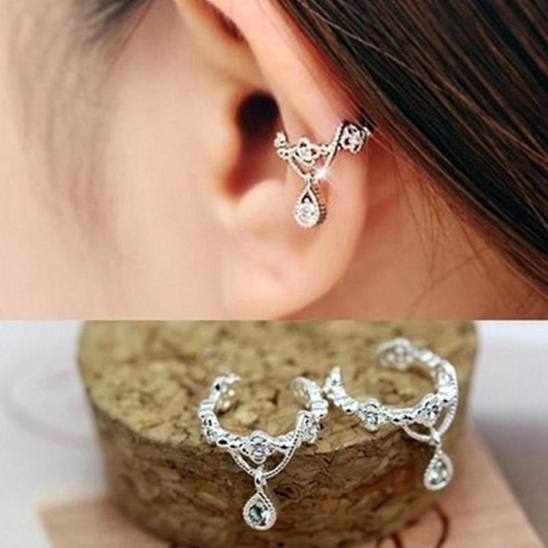 1 pair of ear hoops wrapped rhinestone crystal clip earrings jewelry wedding party woman earrings