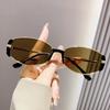 New Modern Retro Tea Narrow Frame Sunglasses Luxury Cat Eye Metal Sunglasses for Women Vintage Men Travel Outdoor Sunglasses