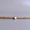 Natural Moonstone Elegant Necklace Sterling Silver Cushion-shaped Layering Necklace for Women Square Crystals Office Wear Simple Jewelry
