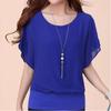 Women's New Summer Chiffon Bat Sleeve Round Neck Casual Elegant Fashion Top