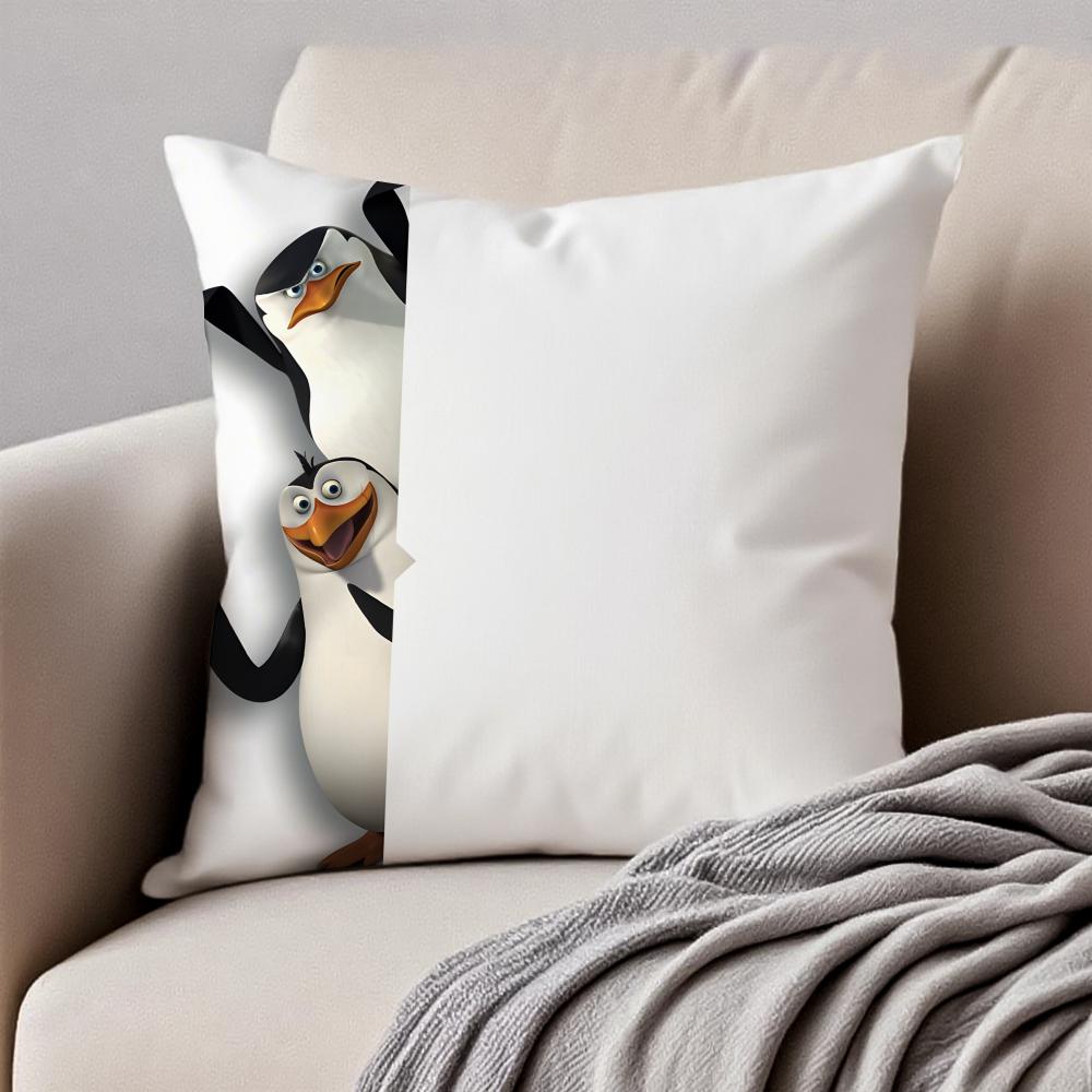 Die Pinguine von Madagaskar Kissenbezug Kissenhülle Milbenschutz Unsichtbarer Reißverschluss Kurzer Plüsch Sofakissen