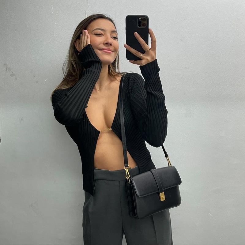 Осенние вязаные однотонные кардиганы — фото 7