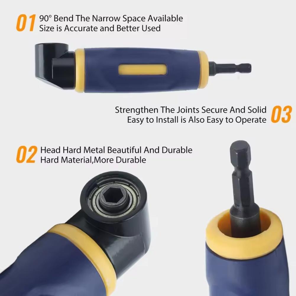 Electric Drill Right Angle Attachment 90 Degree Adaptor with Comfortable ABS Handle for Tight Space Screwing 1 4 Inch Hex Shank
