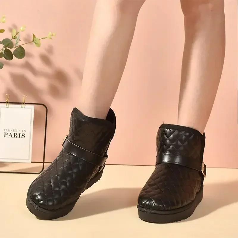 Fashion Waterproof Elegant With Low Heels Female Ankle Shoes Y2k Protective On Offer Slip High Quality Pu Work Ladies Booties Snow Boots