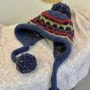 Cute Wool Mixed-color Knitted Hat Women's Autumn and Winter Twist Straps, Ear Protectors, Small Face, Thickened Warm Pullover Hat, Hairball