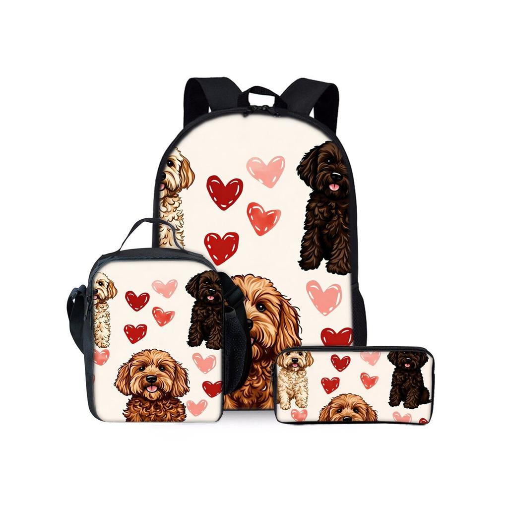 Set Tre Pezzi con Motivo Rottweiler Zainetti per Ragazzo e Ragazza Migliori Regali Cartone Animato 2D Borsa Scolastica per Bambini