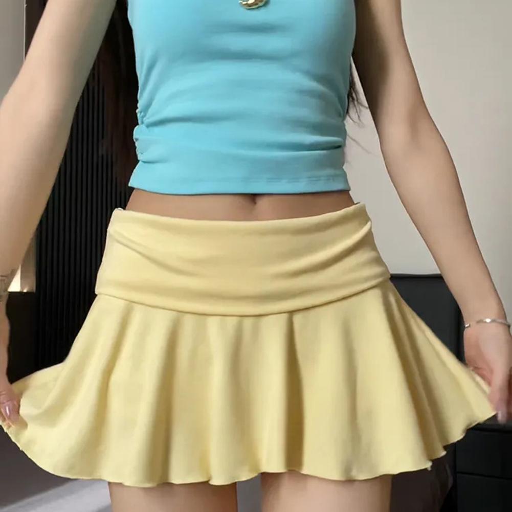 Waist-Flipping Ruched Skirts Prevent Exposure Golf Sports Women Short Dress High Elasticity Athletic Short High Waist Skirt