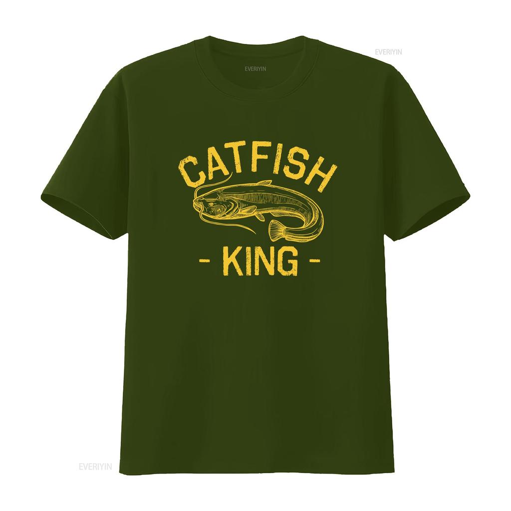 Catfish King T Shirt Funny Catfishing Fishing tee vintage Washed homme fashion Unisex Casual Comfortable Stretched Soft