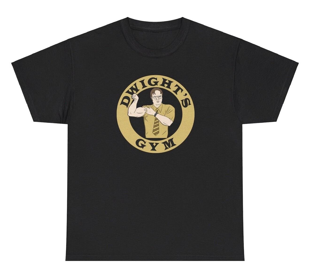 Dwight’s Gym Parody T Shirt Funny TV Show Parody Gym Pump Cover Tee S