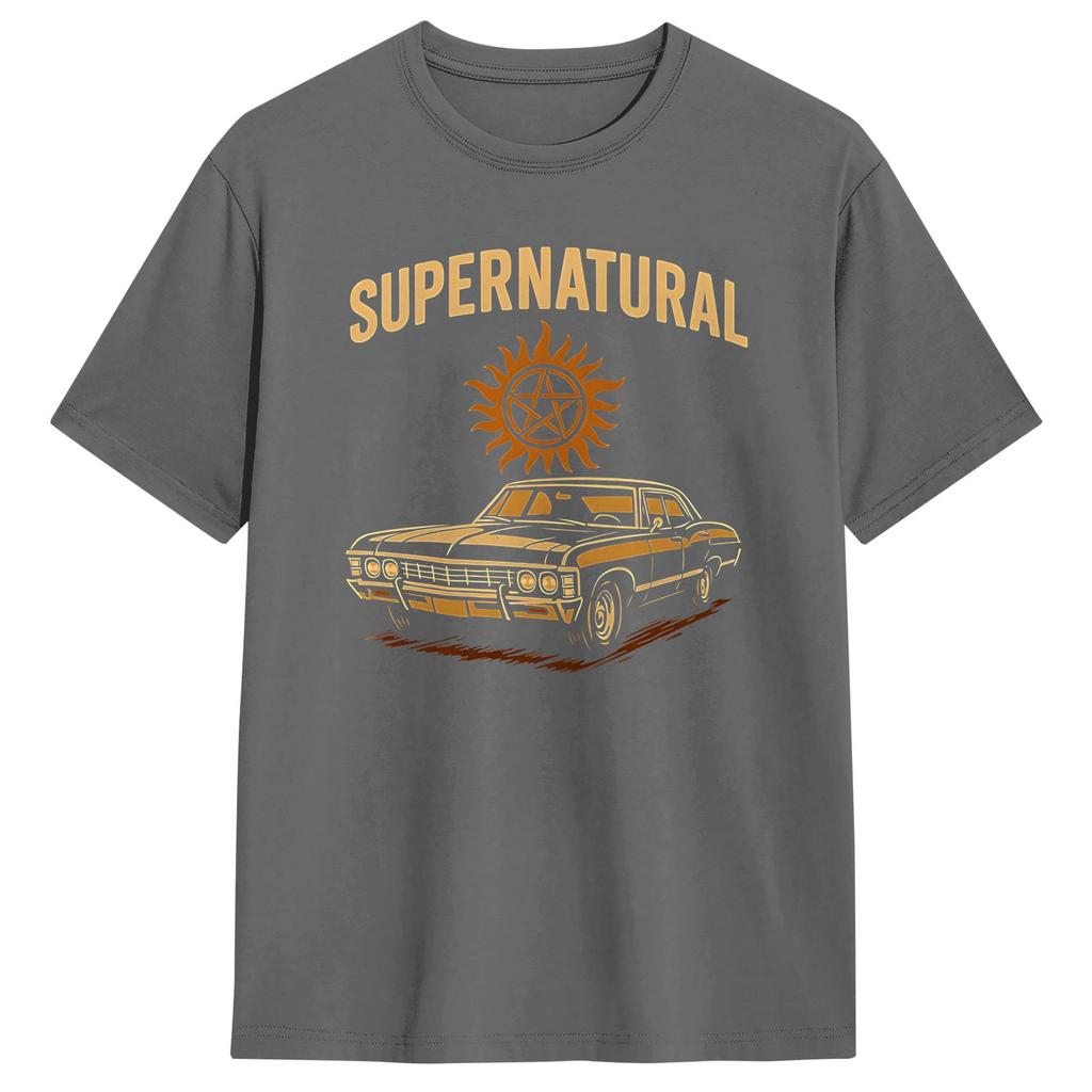 Impala Supernatural115 Carry On The Winchester Way T Shirt Unisex Cotton Unique TShirts O Neck Tees Short Sleeve Clothes Gift