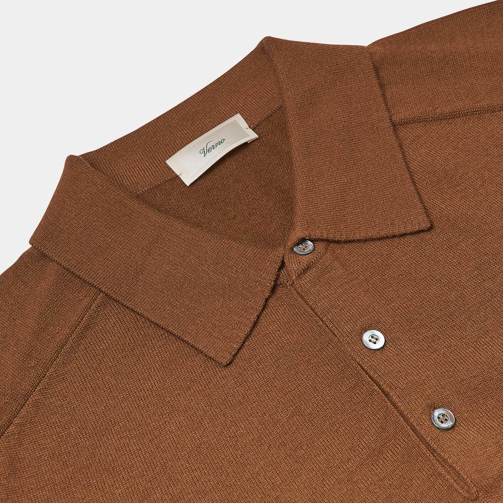 VERNO 24Ss Cashtouch Saddle Sleeve Polo Knit R.Almond