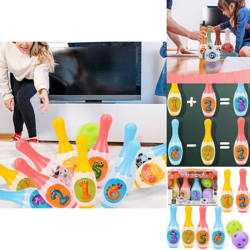 Colorful Plastic Bowling Toy Set With Cartoon-free Design Great For Home Play