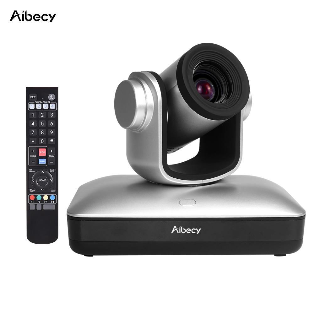 

Aibecy HD Video Conference Cam Conference Camera Full HD 1080P Fixed Focus Zoom 105 Degree Wide US Plug срібний