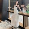 Neues Temperament Geburtstags kleid Ärmellos Tube Top Rock Weiblich Xia Xiaoxiang Trägerkleid Langer Rock