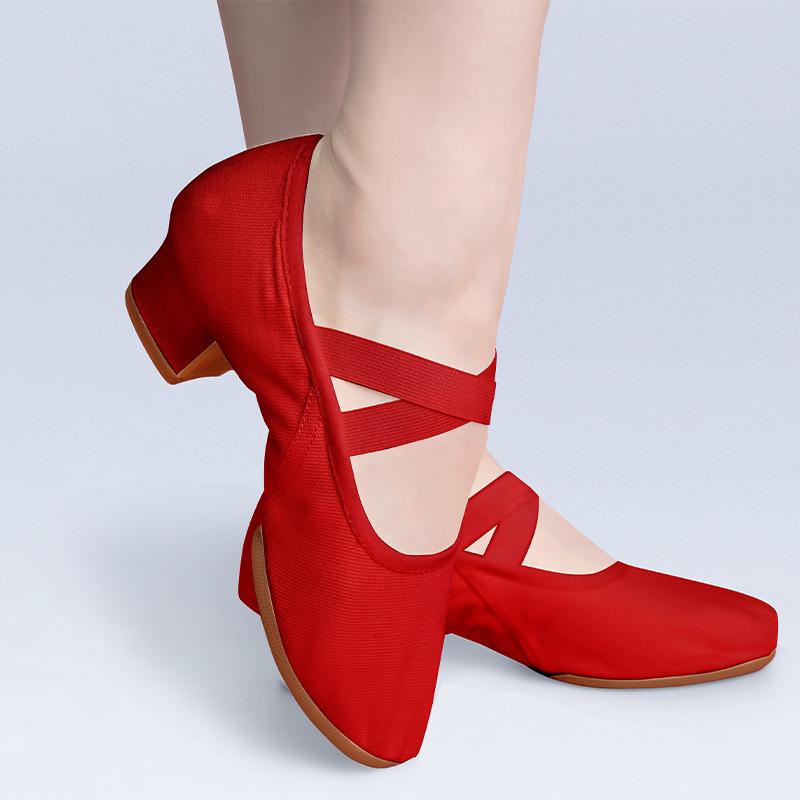 Women Ballet Shoes Girls Kids Ballet Dance Shoes Soft Sole Low Heels Jazz Dancing Shoes Pink/ Red Women's Exercise Shoes