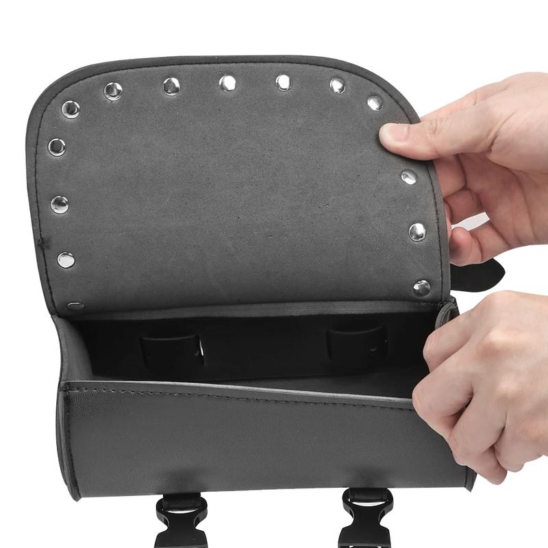 Motorcycle Universal Fork Bag Leather Saddlebags Tool Bag Storage Pouch Waterproof for Sportster