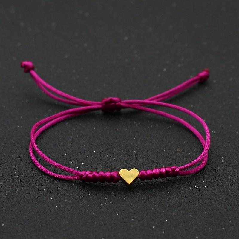 Tiny Heart Charm Bracelets for Women Girls Simple Blue Black Red Rope Chain Braided Bracelet Woven Jewelry Best Gifts Her