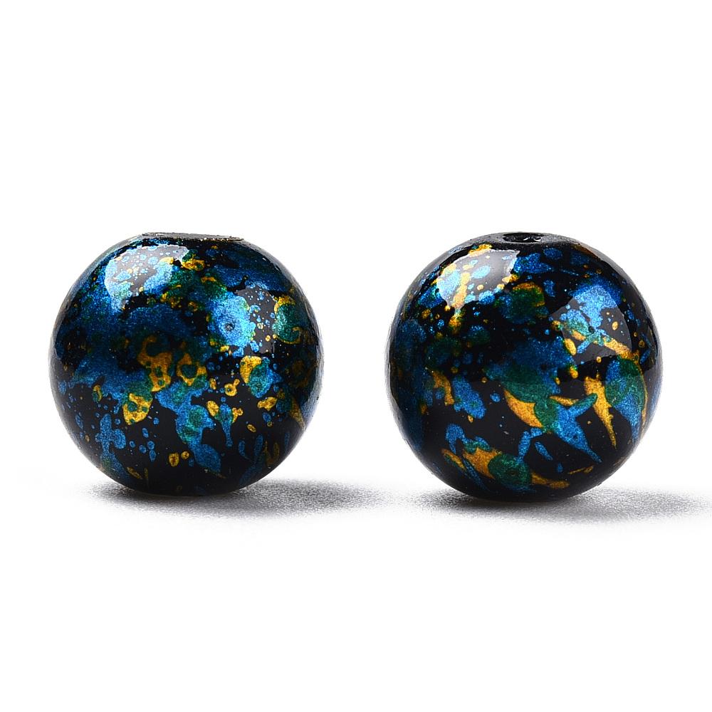 1bag Mixed style & Mixed color Round Spray Painted Glass Beads 12mm Hole: 1.5mm about 100pcs/bag