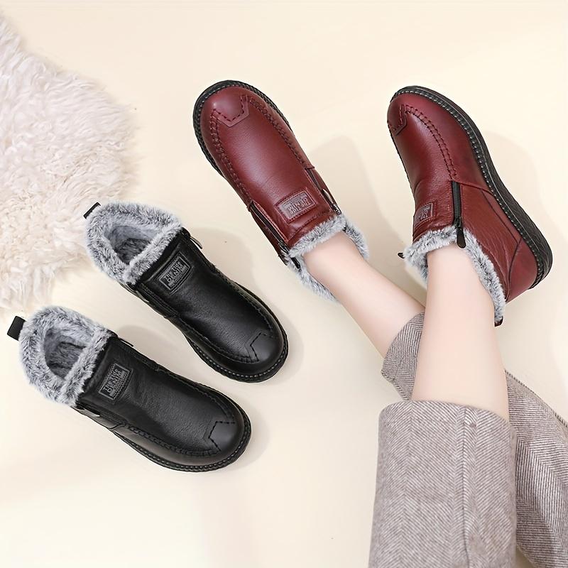 Bottes d'hiver pour femmes Semelle antidérapante Semelle antidérapante Semelle intérieure épaisse et coussinée Chaussures d'hiver douces et chaudes pour dames âgées Bottes d'hiver