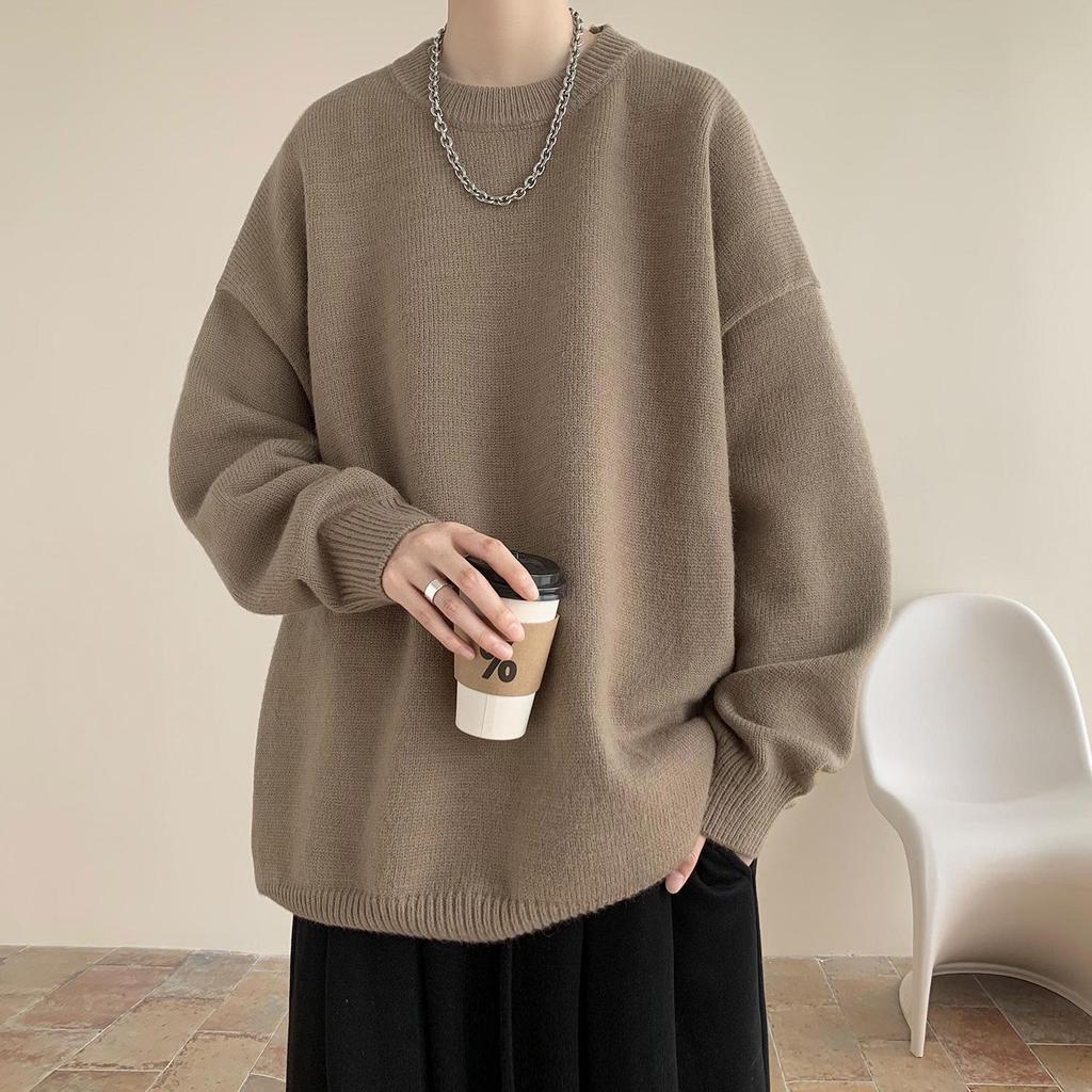 Men's Retro Knit Base Layer - Loose Fit for Autumn & Winter