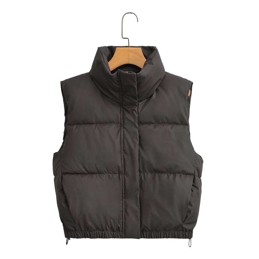 2024 Autumn/Winter Women's Stand-Up Collar Cotton Vest