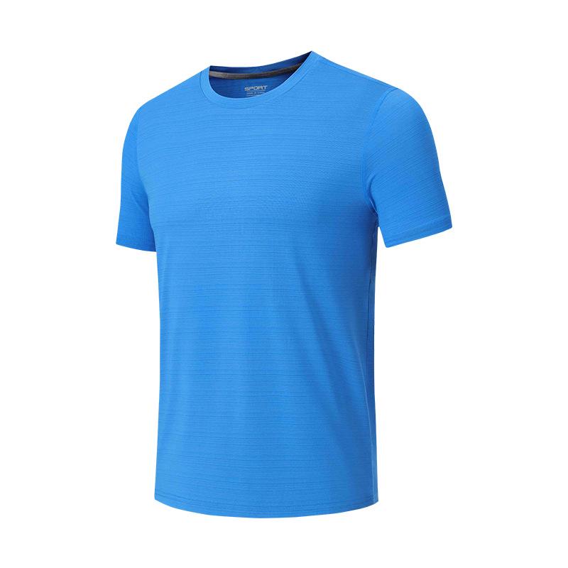 Men's Quick-Dry Short Sleeve Round Neck Sports T-Shirt: Breathable, Elastic, Plus Size Top for Running & Fitness