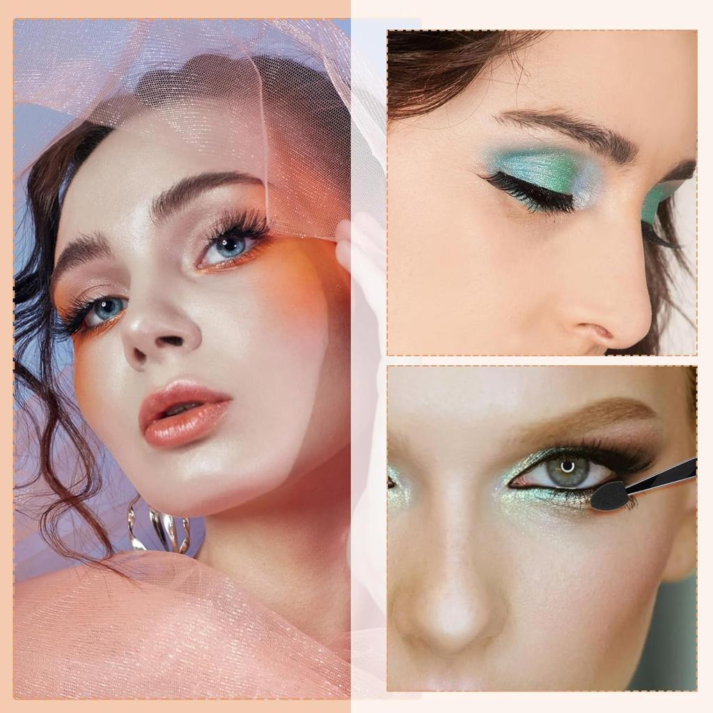 100 Pcs Black Eyeshadow Applicators, Disposable Mini Eyeshadow Brush Portable Travel Eye Shadow Applicator Sticks Multipurpose Eye Lips Makeup