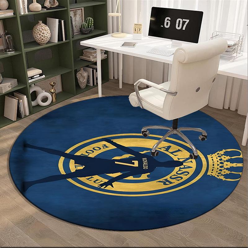 1PC round rug Nassr Football Club Crest Printed Round Area Rug ,Rug For Home Office, Round Chair Rug, Decorative Carpet Fan gifts Christmas gift
