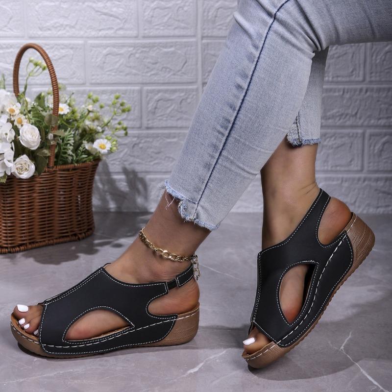 

New platform wedge heel fish mouth sandals wedge heel sandals women andals 35 чёрный