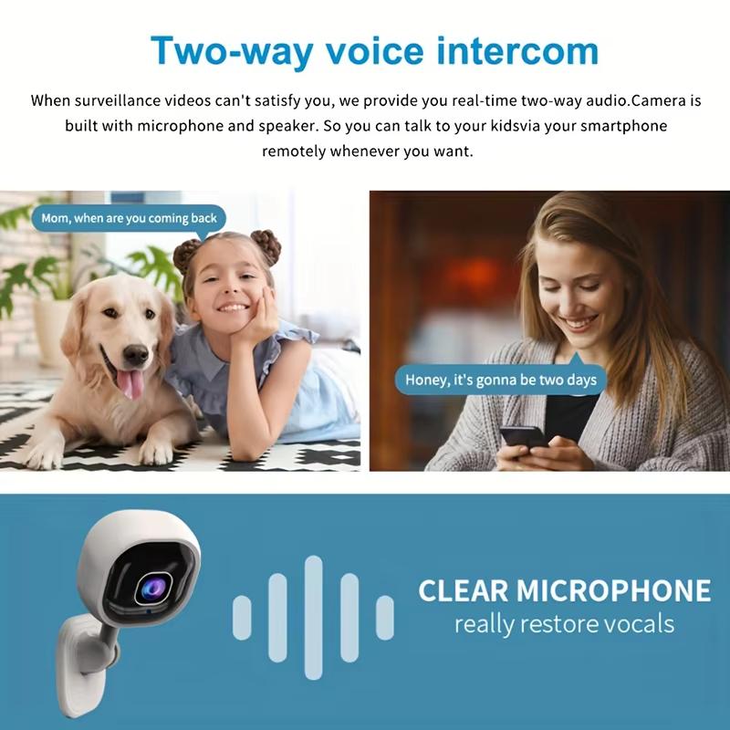 Telecamera di Sicurezza Smart da Interno 2025, Compatta, Collegabile alla Presa, Video HD 1080p, Visione Notturna, Rilevamento del Movimento, Audio Bidirezionale, Configurazione Semplice, Funziona con Alexa