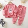 2026 Summer Children Full Sleeve Underwear Suits Baby Spring O-Neck Cartoon Cotton Pajama Set Long Pant Kids Home Wear Clothing Suit for Girl Boy