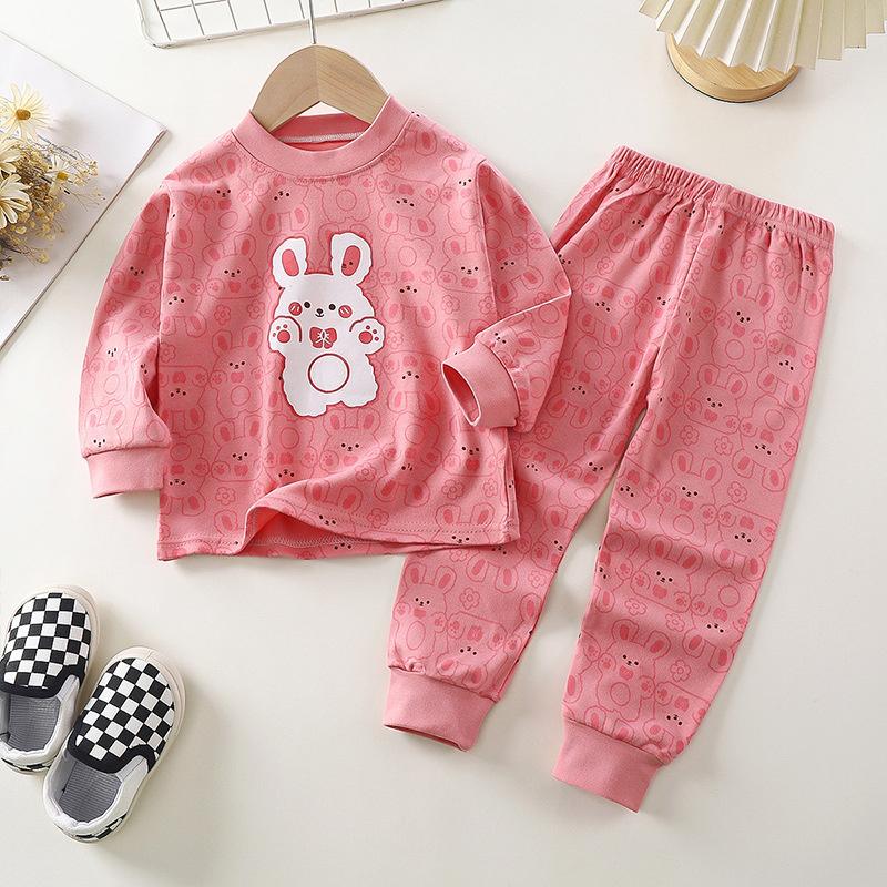 2026 Summer Children Full Sleeve Underwear Suits Baby Spring O-Neck Cartoon Cotton Pajama Set Long Pant Kids Home Wear Clothing Suit for Girl Boy