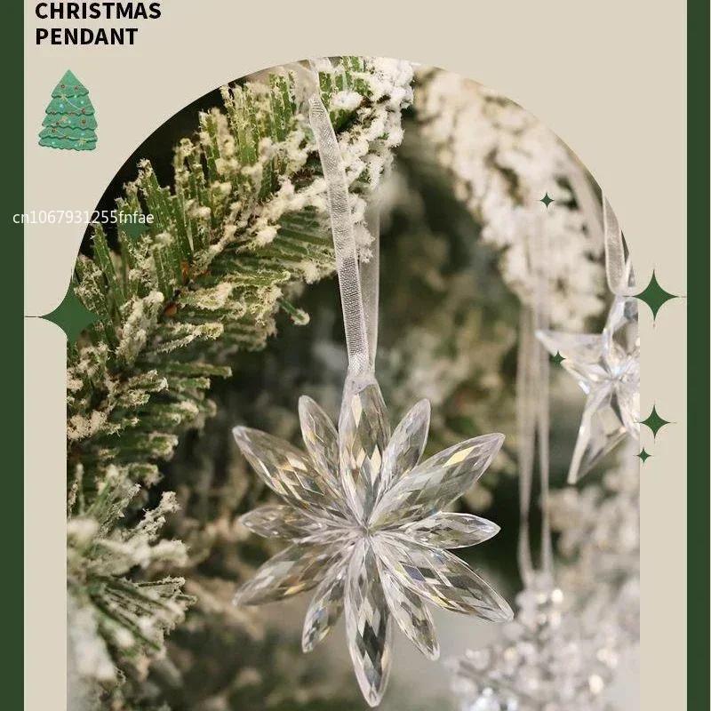 3pcs/set Christmas Decorations Christmas Transparent Plastic Snowflake Pendants Christmas Tree Home Decorations